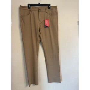 CCM Men's Casual Pants Tan Beige Size 38 Flat Front Straight Solid 5-Pocket